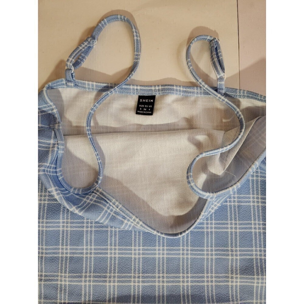 Women’s Blue and White Plaid Slip Dress | Size Small | Classic Summer Dress | NW - Picture 7 of 8